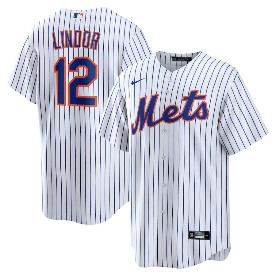 Mens New York Mets #12 Francisco Lindor Nike White Home Replica Player MLB Jerseys